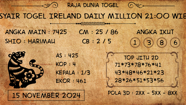 Prediksi Ireland Daily Million 21:00 WIB