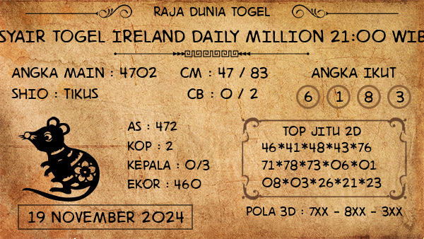 Prediksi Ireland Daily Million 21:00 WIB